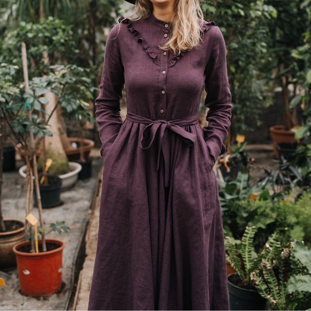 NWT Forest Green Linen Dress, size M